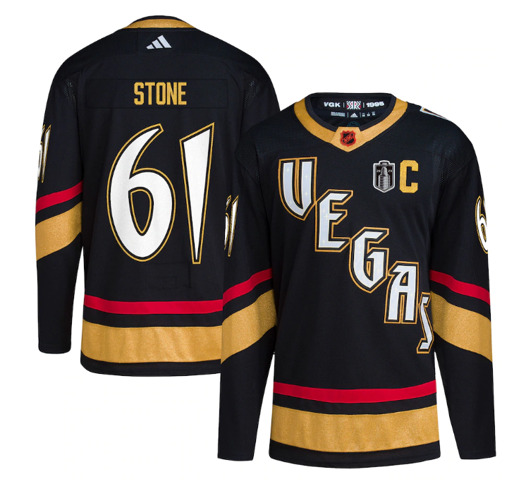 Men's Vegas Golden Knights #61 Mark Stone Black 2023 Stanley Cup Final Stitched Jersey